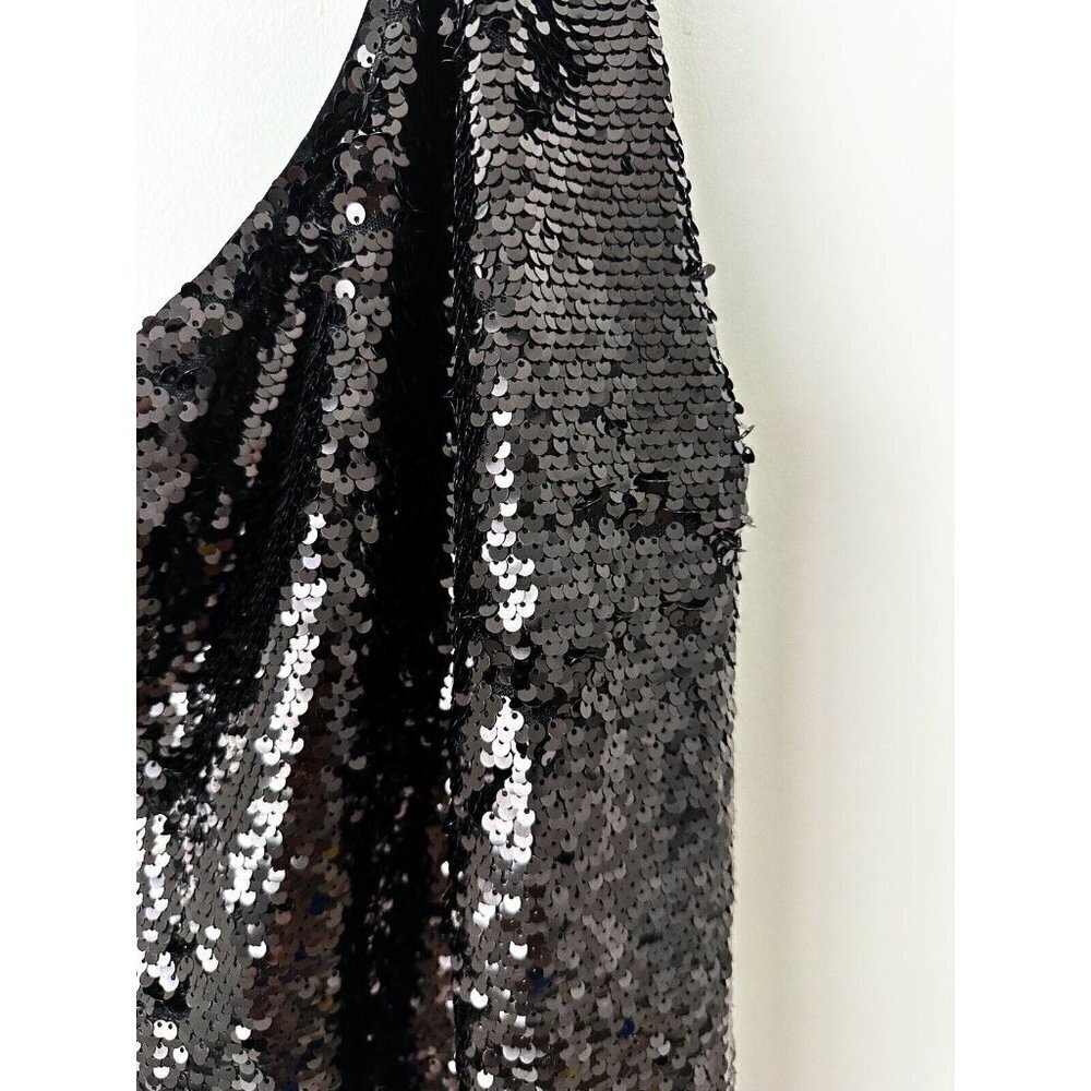 NWT Anthropologie One Shoulder Sequin Dress XXS $230 Black Cocktail Formal Maxi - Picture 7 of 10